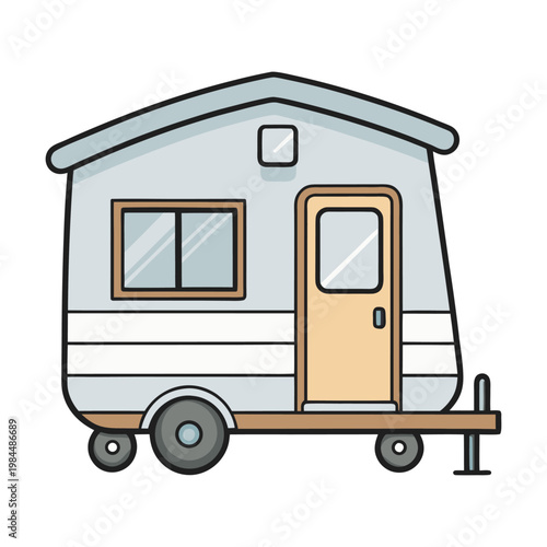 camping trailer flat design vector illustration