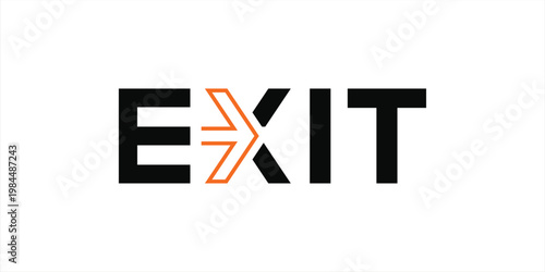 minimalist exit word logo design, arrow for business consulting logo concept