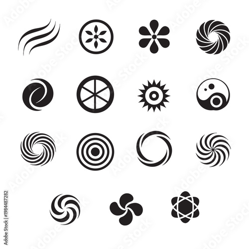 Abstract Swirl and Spiral Icon Set – Modern Circular Vector Logo Collection