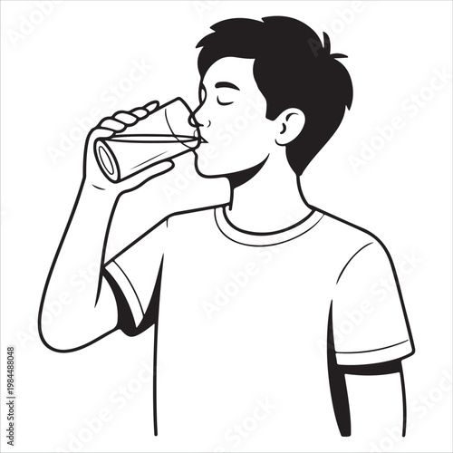 A boy drinking from a glass