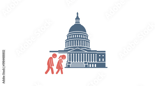 People Walking Away from the Capitol Building