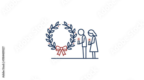 Minimalist Memorial Wreath with Candles and Figures