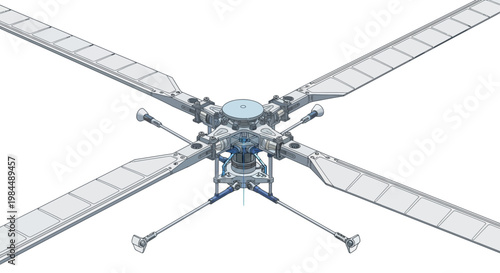 Helicopter Rotor System 3D Rendering, Aviation Engineering, Mechanical Design