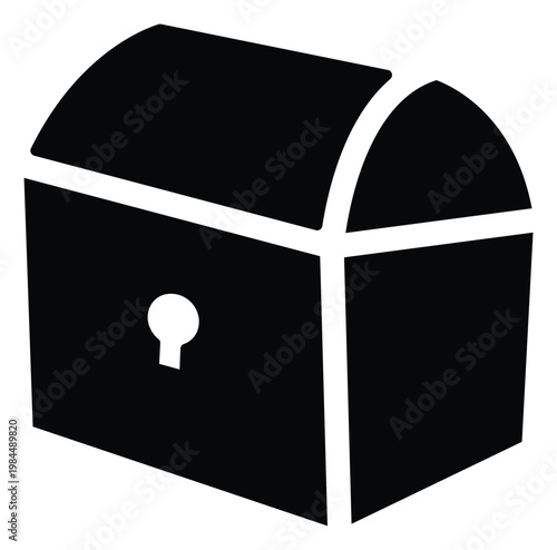 Black treasure chest box silhouette