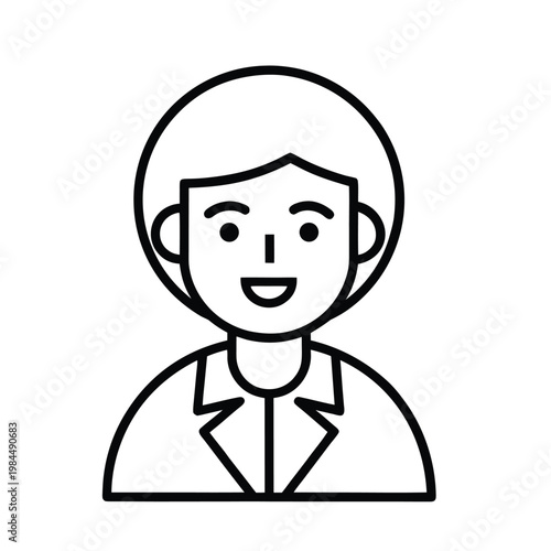 permanent employee man icon vector line art an white background .eps