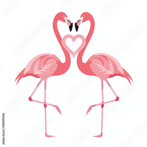 Elegant Pair of Pink Flamingos Standing Close Together in a Natural Setting