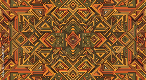 Earthy geometric tribal pattern seamless texture background