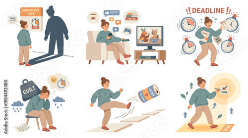 Person experiences stress and anxiety in daily life with deadlines