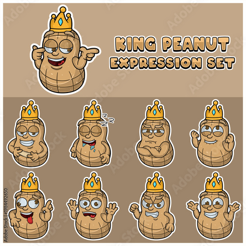 Peanut Expression set. Mascot cartoon character for flavor, strain, label and packaging product.