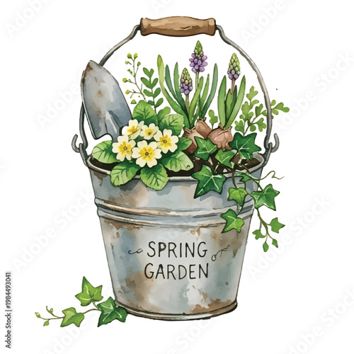 Red rubber rain boots with flowers isolated on white background for gardening and spring fashion