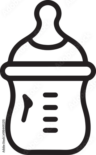 Simple illustration of a baby bottle, representing infancy and nourishment, ideal for various design applications.
