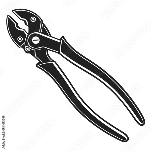Heavy Duty Pincers Silhouette Vector Icon – Professional Industrial End Cutting Pliers Isolated