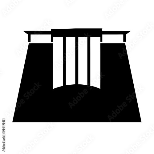 Hydroelectric Dam Silhouette Vector Icon – Renewable Energy Power Plant Infrastructure Isolated