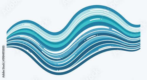 abstract blue wave ribbons flowing water design vector art