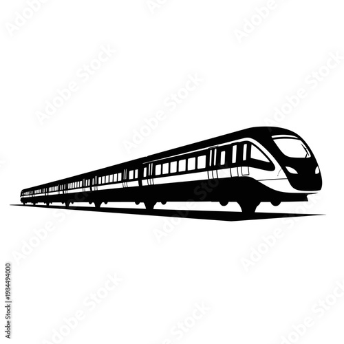 Sleek High-Speed Train Vector Illustration on White Background.