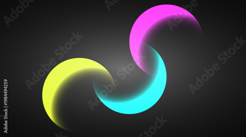 Cyan Magenta Yellow Crescent Flow Abstract background.