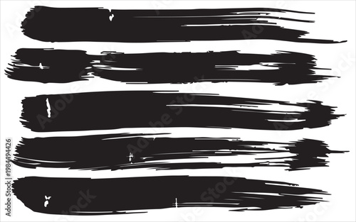 Foto Abstract brush strokes a collection of black paint swashes
