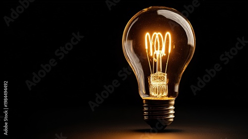tungsten. A single glowing light bulb with a warm filament against a dark background. STEM education sheets, lab safety posters, designed for biotech research communications, used by video editors.