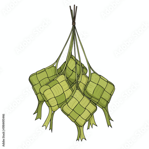 Traditional Food Wraps in a Rustic Arrangement for Cultural or Culinary Use