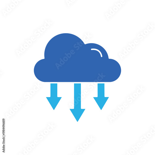 icon a carbon sequestration with cloud and multiple downward arrows, on a clean background.