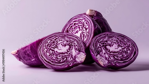Purple cabbage pieces or kol ungu, culinary process