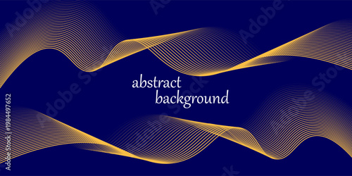abstract blue wavy background with gold line wave, can be used for banner sale, wallpaper, for, brochure, landing page.