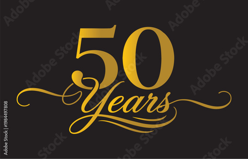 50 Years Anniversary Gold Celebration Icon eps vector file editable color gradient golden jublee logo