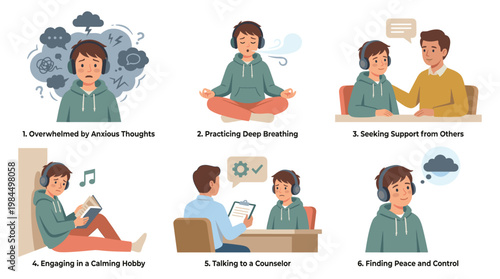 Person overcoming Anxiety through Support and Coping Mechanisms Daily