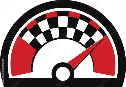 A speedometer gauge indicating a high-speed reading in the red danger zone Vector, illustration