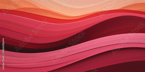 An abstract red silk background features a luxury satin texture with smooth flowing waves and shiny purple curves in a soft material design
