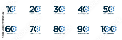 Obraz na plátne Collection of numbers 10 to 100 Anniversary logo design