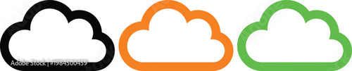 Three differently styled cloud icons representing various states or services