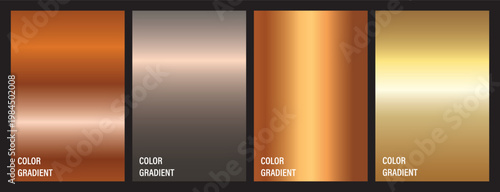 Four vertical rectangles displaying gradient metallic textures in warm tones
