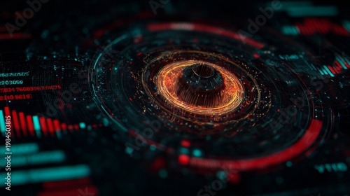 Envisioning tomorrow: the ai-powered glimpse into future technology. Stock movement. Glowing vision: enriching the scene with detailed ai technology patterns. Digital currency.