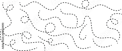 Set of squiggle line dashed arrows. abstract looped arrow curve silhouette vector.  hand drawn wavy dashed direction path. Large collection of hand drawn curve dotted lines. loop dynamic direction mov