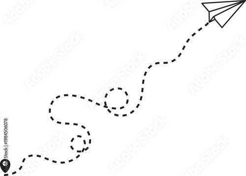 Multiple airplanes flying on dotted flight paths travel connecting location pins symbolizing  . Airplane red line path route travel vector concept. Travel Logistics and Destination Tracking Symbols. J