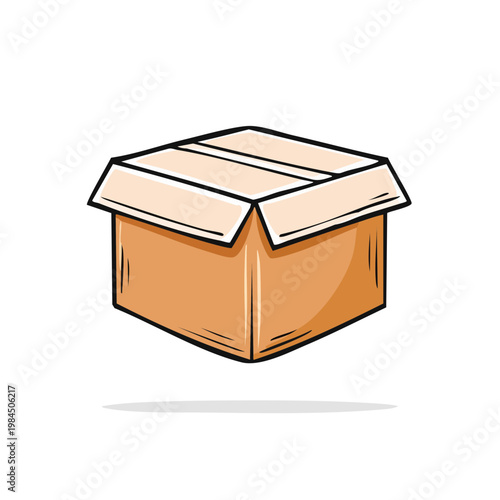 Simple Open Cardboard Box Illustration Shipping Package Delivery Container