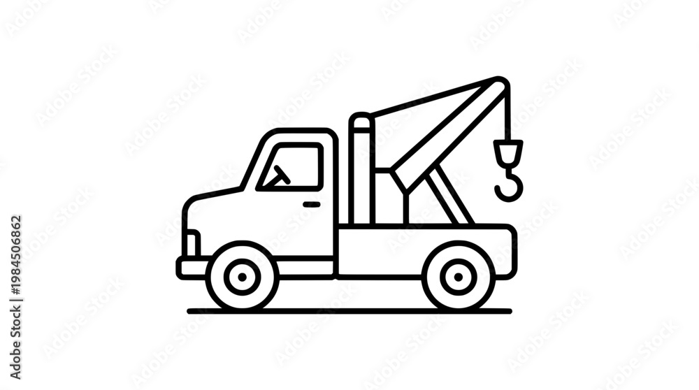 Fototapeta premium Minimal Tow Truck Monoline Icon