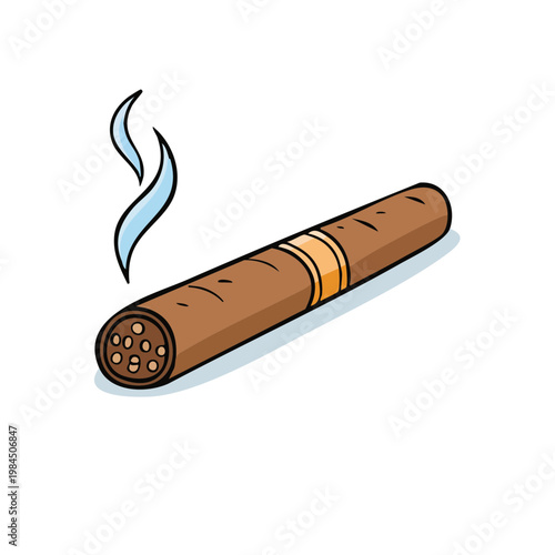 Illustration of a lit cigar with wisps of smoke rising
