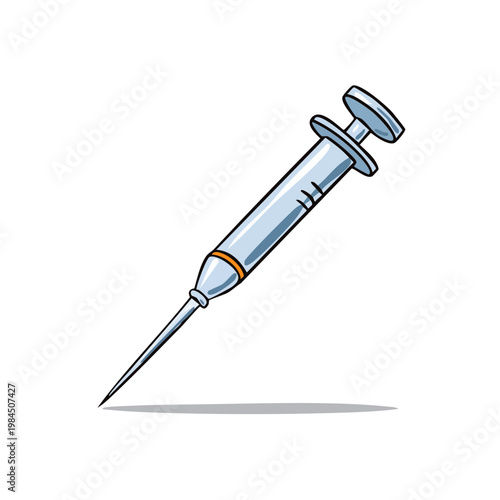 Medical Syringe Illustration with Needle for Injections and Vaccinations
