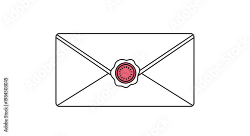 Classic paper envelope illustration with a red wax seal in the center for formal correspondence or wedding invitations.