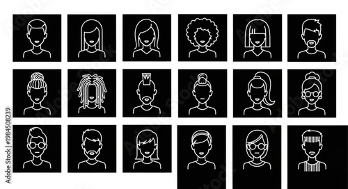 Diverse Group of People Avatars Representing Different Individuals.