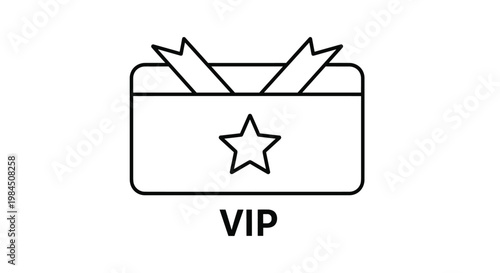 VIP loyalty card icon with a central star and two ribbons for exclusive membership and premium service rewards.