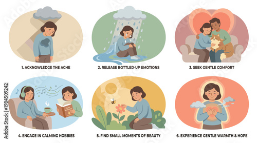 Woman finds calm through gentle coping mechanisms and wellness strategies for mental health recovery