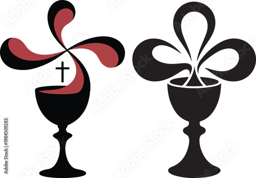 Stylized Christian cross symbol within a chalice silhouette
