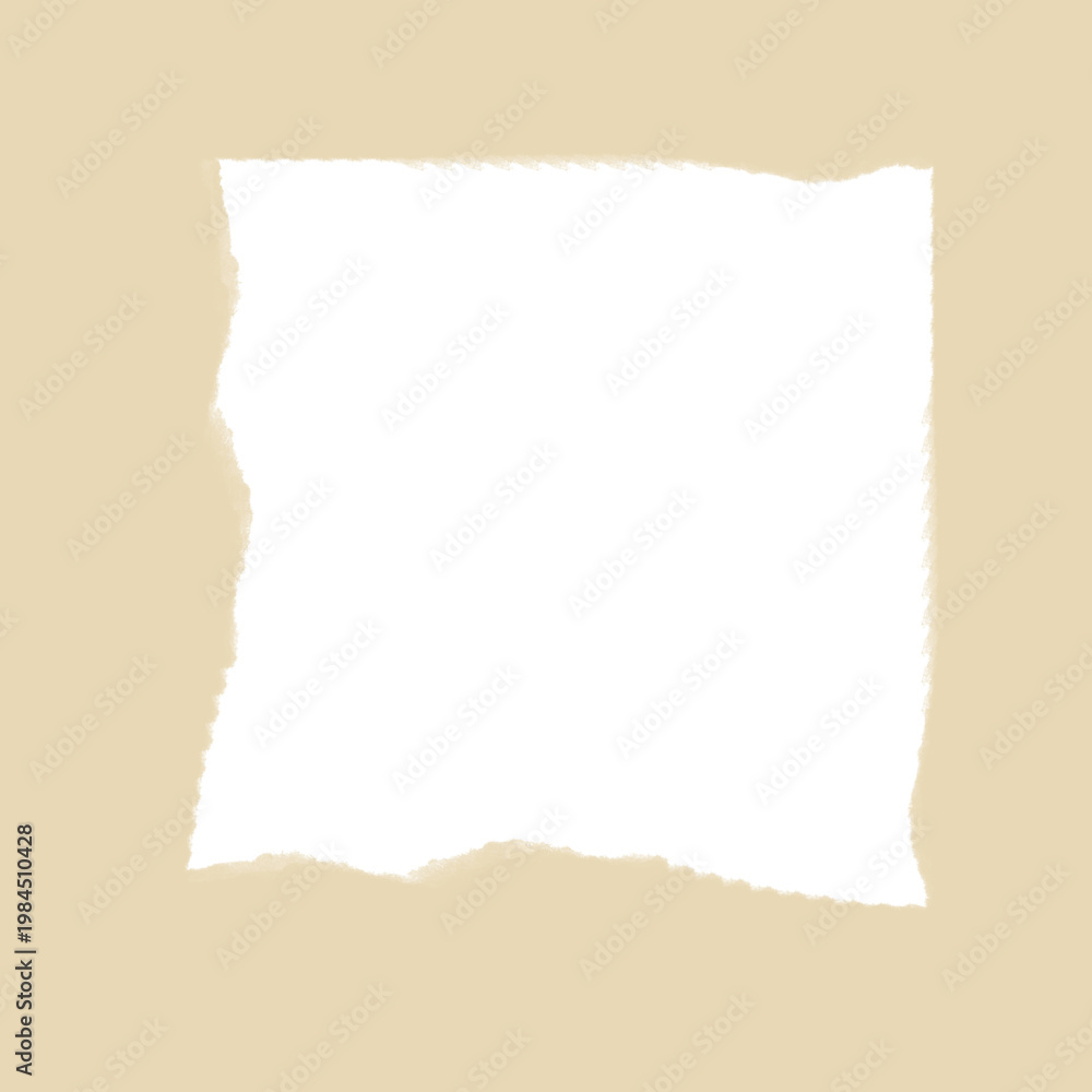 Fototapeta premium A black square with torn edges on a beige background