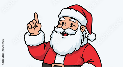 cartoon santa claus pointing up