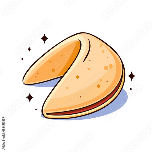 Delicious fortune cookie with sweet filling and sparkling highlights