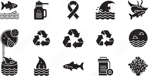 Environmental icons for conservation and recycling symbols