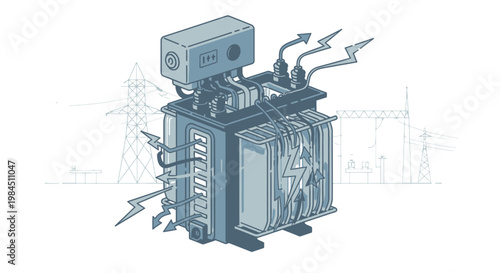 electric transformer station with lightning bolts